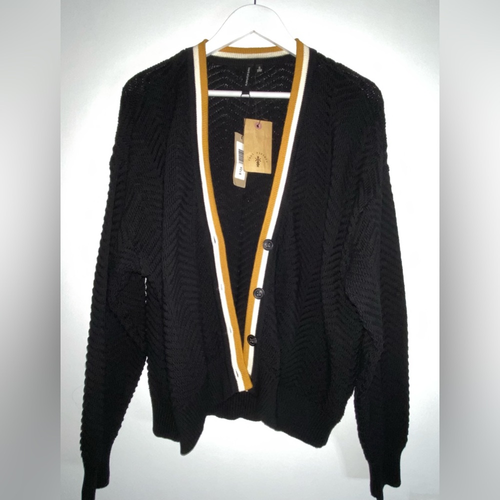 NWT Knot Sisters S Small Black ROMY Knit Cardigan Sweater 100% Cotton NEW